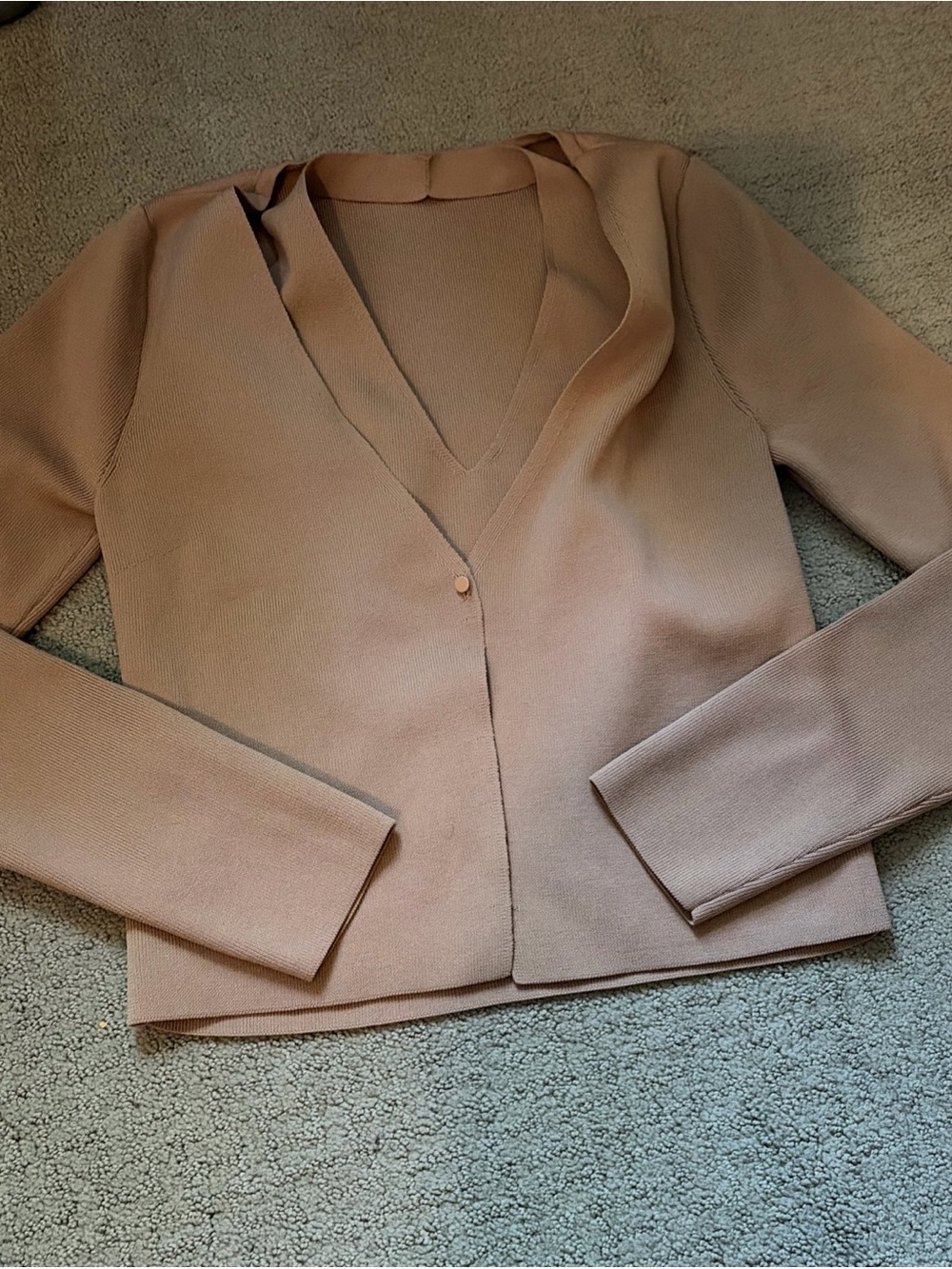 Express tan camel V-Neck Button Cardigan sweater small s nwt new halter